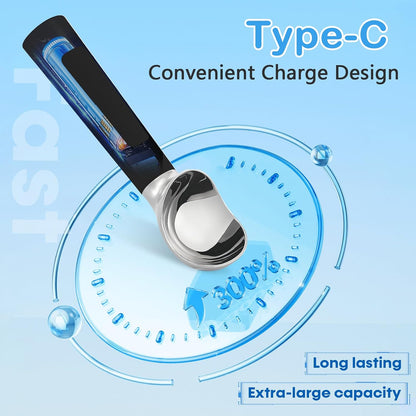 Electric Heated Ice Cream Scoop - Rechargeable Icecream Scoop with LED Display, IP67 Waterproof, Professional lce Cream Scoop for Hard lce Cream (Black)