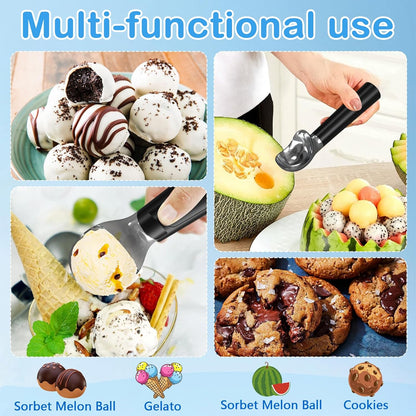Electric Heated Ice Cream Scoop - Rechargeable Icecream Scoop with LED Display, IP67 Waterproof, Professional lce Cream Scoop for Hard lce Cream (Black)