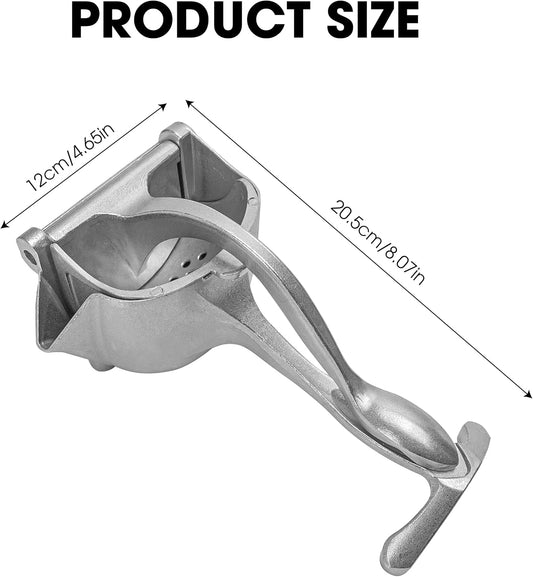 Bar Juicer, Fruit Juice Handheld Press Squeezer With Seed Filter, Heavy Duty Aluminum Alloy Hand Manual Extractor for Single Citrus Orange Pomegranates Apple Fruit Lemon Lime (Silver - 8 inch)