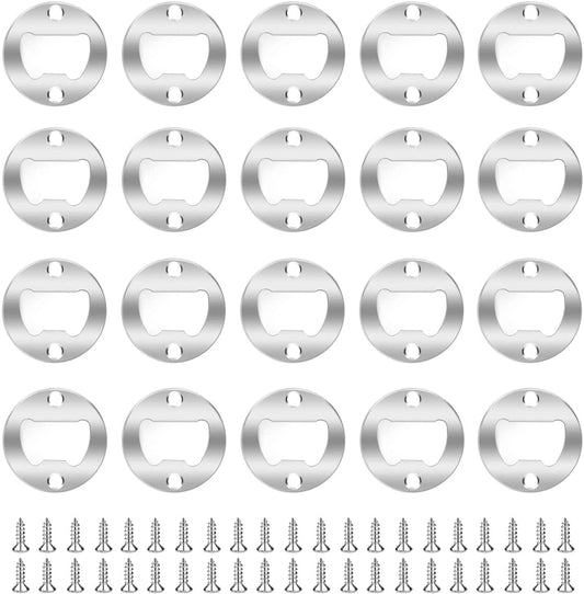 20 Set Stainless Steel Bottle Opener Insert Kits Metal Beer Bottle Opener Beer Wine Hardware Parts with 42Pcs Screws for DIY Resin Mould Kit Bottle Opener (Silver)