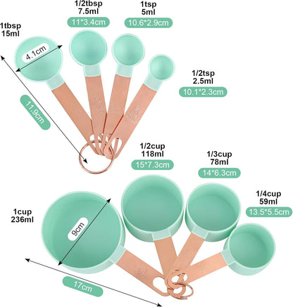 8-Piece Stackable Rose Gold Stainless Steel Handled Measuring Cups