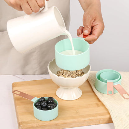8-Piece Stackable Rose Gold Stainless Steel Handled Measuring Cups