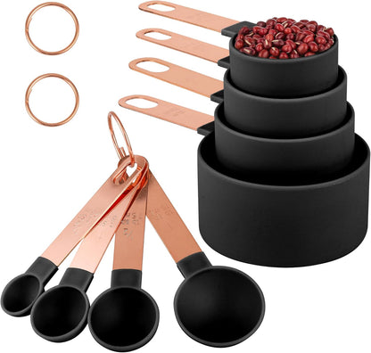 8-Piece Stackable Rose Gold Stainless Steel Handled Measuring Cups
