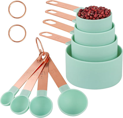 8-Piece Stackable Rose Gold Stainless Steel Handled Measuring Cups