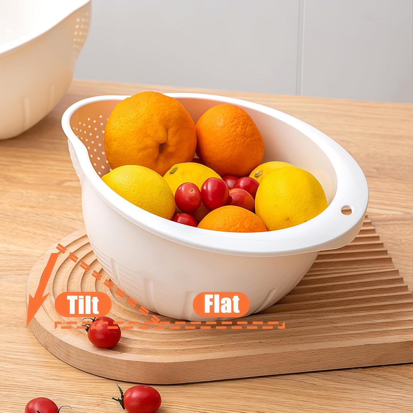 DOPMEP Rice Washer Strainer Bowl Stainless Steel Colander with Side Drainer | Ideal for Soaking, Washing, Cleaning, and Rinsing Rice, Fruits, Vegetables & Beans, Versatile Kitchen Tool