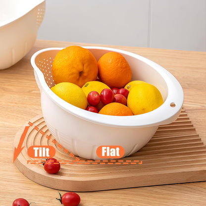DOPMEP Rice Washer Strainer Bowl Stainless Steel Colander with Side Drainer | Ideal for Soaking, Washing, Cleaning, and Rinsing Rice, Fruits, Vegetables & Beans, Versatile Kitchen Tool