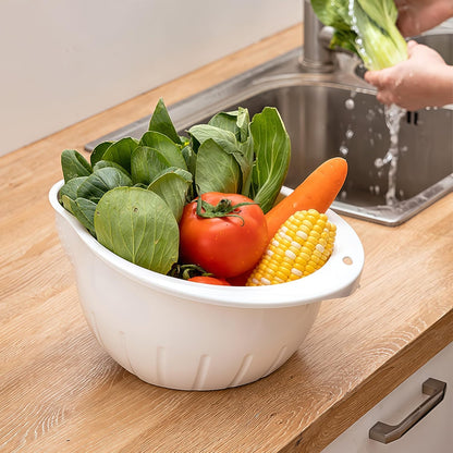 DOPMEP Rice Washer Strainer Bowl Stainless Steel Colander with Side Drainer | Ideal for Soaking, Washing, Cleaning, and Rinsing Rice, Fruits, Vegetables & Beans, Versatile Kitchen Tool