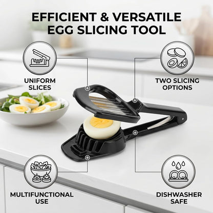Egg Slicer Cutter with Long Handle, Stainless Steel Blades for Mushroom Tomato Fruit, Kitchen Bar Tool