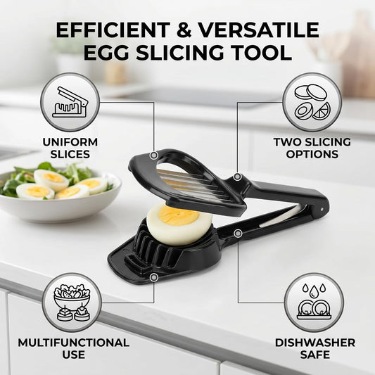 Egg Slicer Cutter with Long Handle, Stainless Steel Blades for Mushroom Tomato Fruit, Kitchen Bar Tool