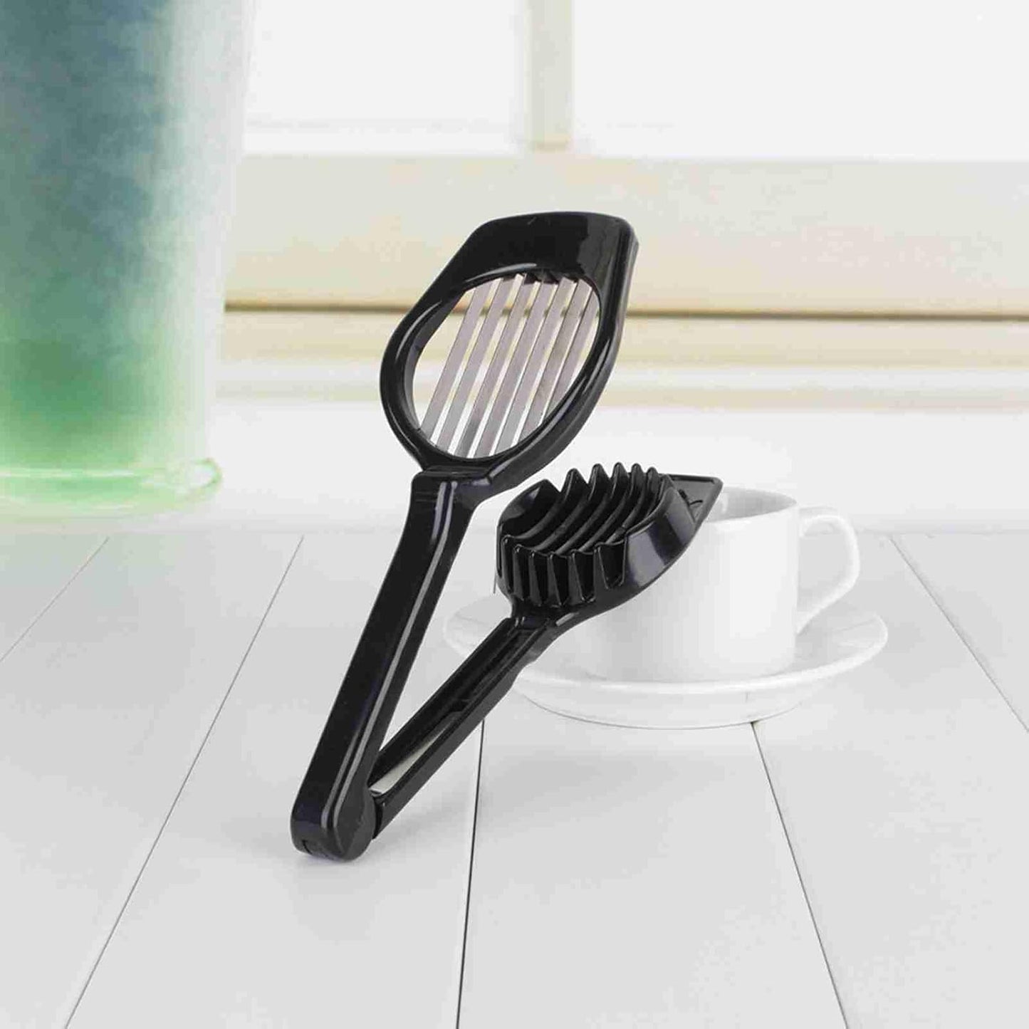 Egg Slicer Cutter with Long Handle, Stainless Steel Blades for Mushroom Tomato Fruit, Kitchen Bar Tool