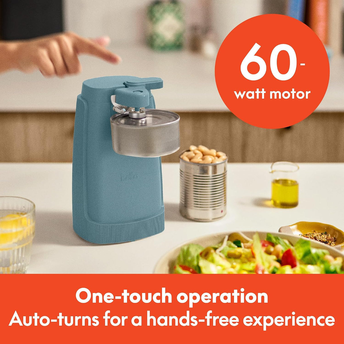 Electric Can Opener and Knife Sharpener, Jar and Bottle Opener, Sage