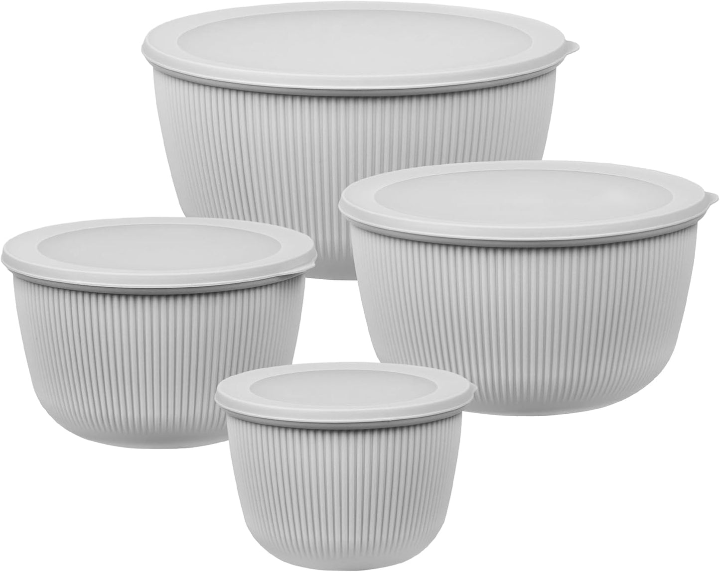 BoxedHome 4.97 Quarts Mixing Bowls with Lids - 8 Piece Plastic Nesting Bowl Set includes 4 Prep Bowls and 4 Lids, Microwave and Dishwasher Safe, Green