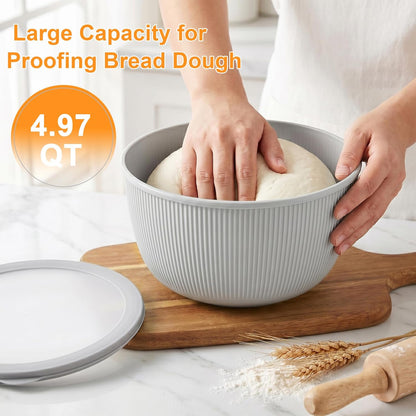 BoxedHome 4.97 Quarts Mixing Bowls with Lids - 8 Piece Plastic Nesting Bowl Set includes 4 Prep Bowls and 4 Lids, Microwave and Dishwasher Safe, Green