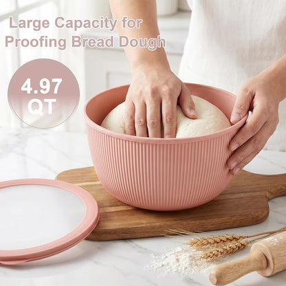 BoxedHome 4.97 Quarts Mixing Bowls with Lids - 8 Piece Plastic Nesting Bowl Set includes 4 Prep Bowls and 4 Lids, Microwave and Dishwasher Safe, Green