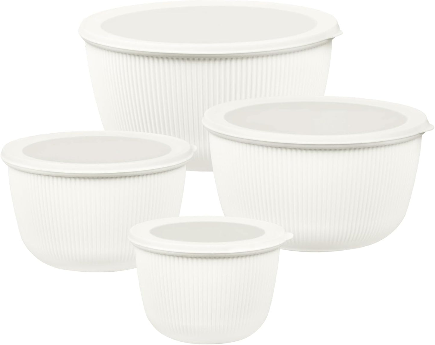 BoxedHome 4.97 Quarts Mixing Bowls with Lids - 8 Piece Plastic Nesting Bowl Set includes 4 Prep Bowls and 4 Lids, Microwave and Dishwasher Safe, Green