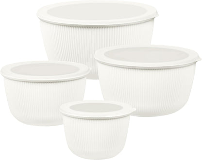 BoxedHome 4.97 Quarts Mixing Bowls with Lids - 8 Piece Plastic Nesting Bowl Set includes 4 Prep Bowls and 4 Lids, Microwave and Dishwasher Safe, Green