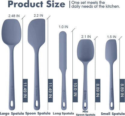 5 Pieces Silicone Spatula Set, Food Grade Rubber Spatula, Upgrade Strong Handle with Ergonomic Grip, Heat Resistant Up to 600°F for Nonstick Cookware, Cooking