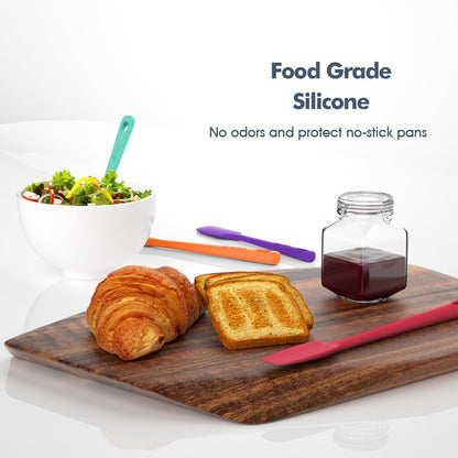 5 Pieces Silicone Spatula Set, Food Grade Rubber Spatula, Upgrade Strong Handle with Ergonomic Grip, Heat Resistant Up to 600°F for Nonstick Cookware, Cooking