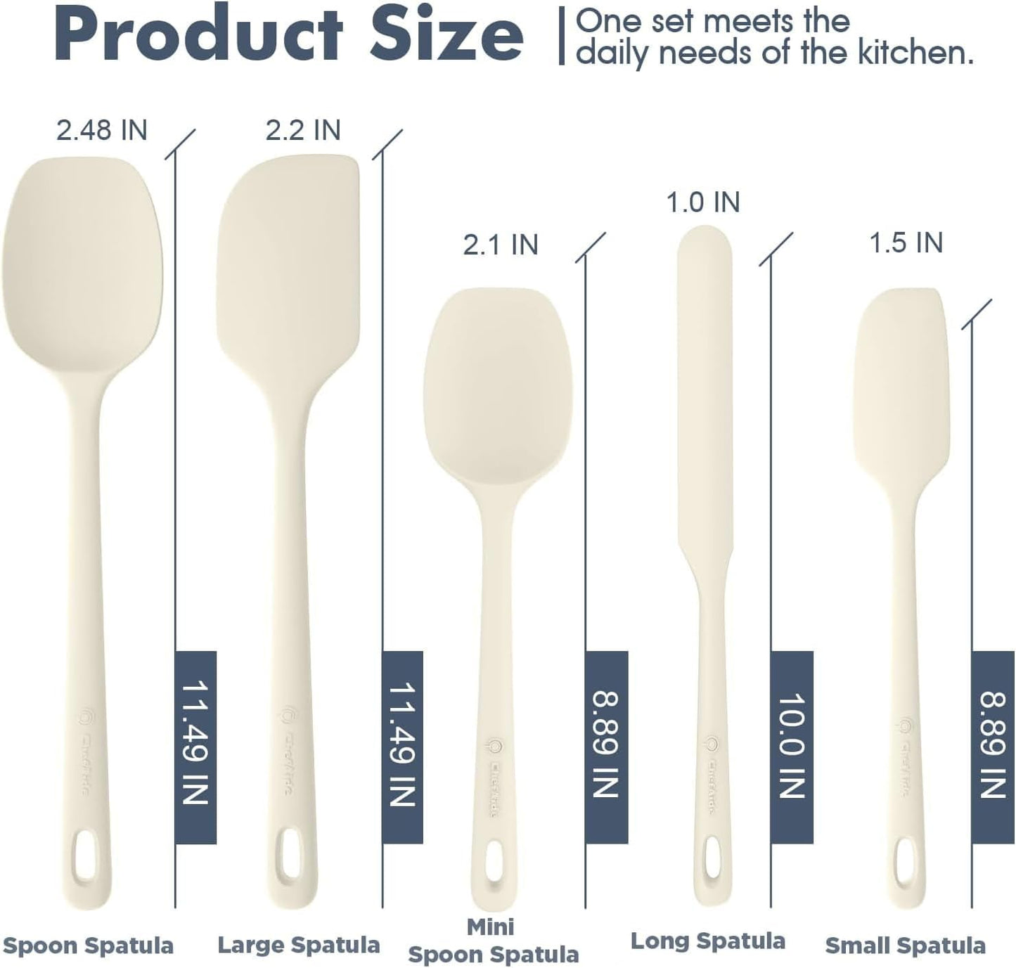 5 Pieces Silicone Spatula Set, Food Grade Rubber Spatula, Upgrade Strong Handle with Ergonomic Grip, Heat Resistant Up to 600°F for Nonstick Cookware, Cooking