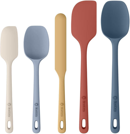 5 Pieces Silicone Spatula Set, Food Grade Rubber Spatula, Upgrade Strong Handle with Ergonomic Grip, Heat Resistant Up to 600°F for Nonstick Cookware, Cooking