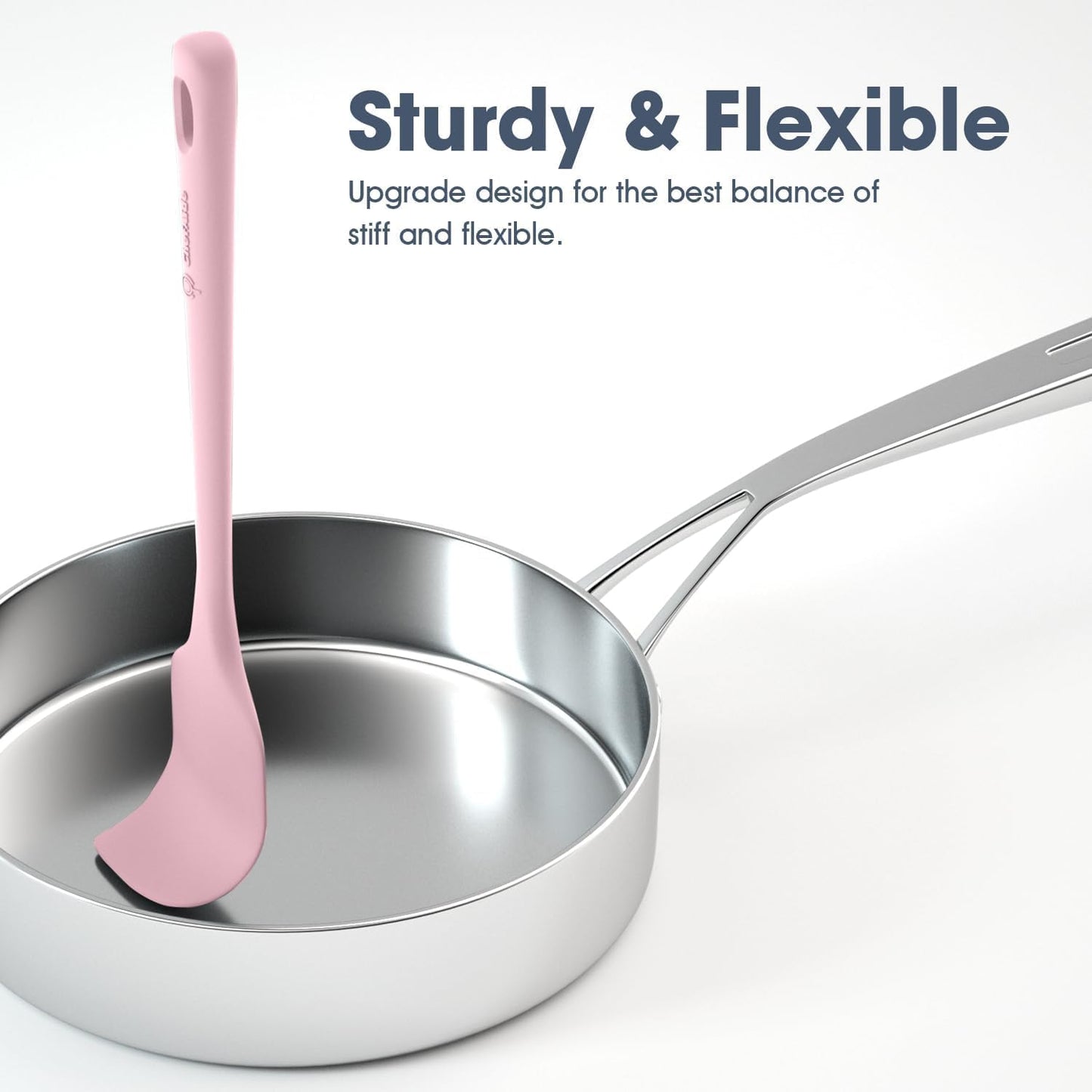 5 Pieces Silicone Spatula Set, Food Grade Rubber Spatula, Upgrade Strong Handle with Ergonomic Grip, Heat Resistant Up to 600°F for Nonstick Cookware, Cooking