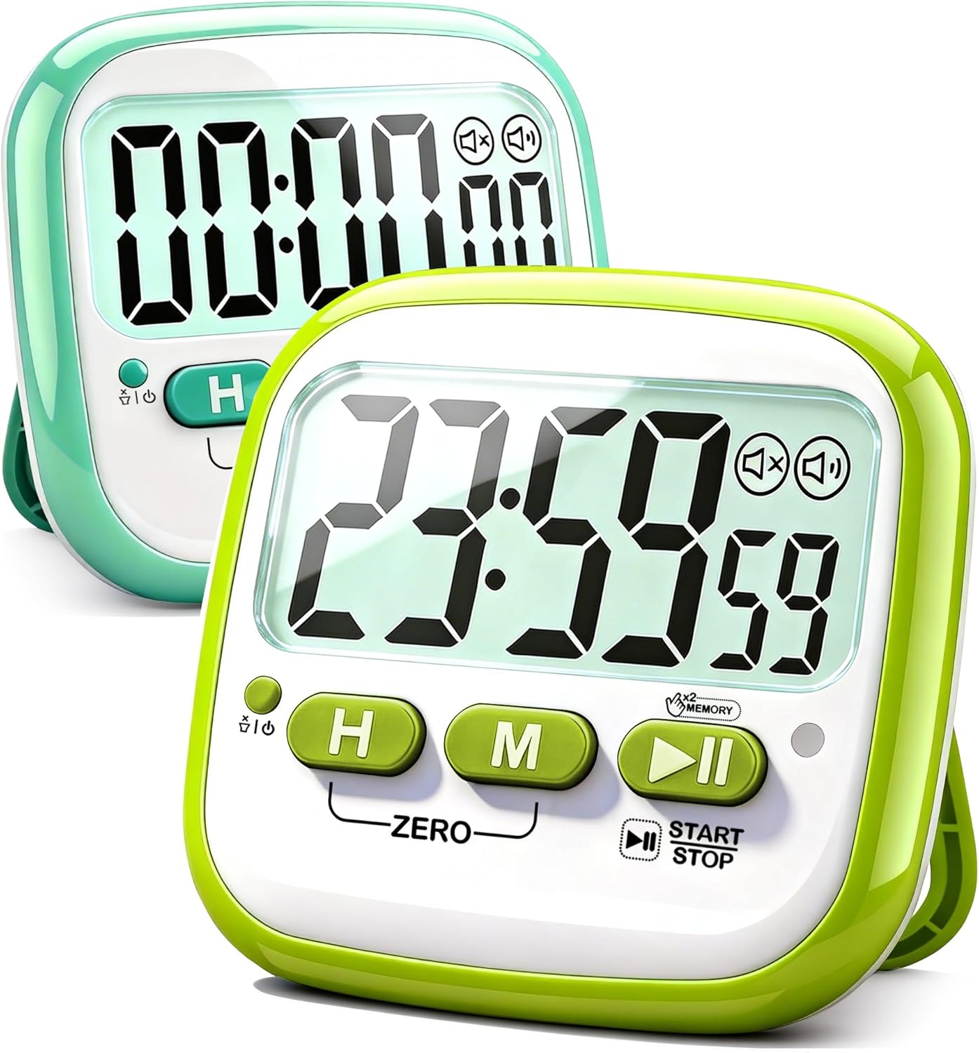 2 Pack Classroom Timers for Kids Teachers, Magnetic Countdown Digital Kitchen Timer for Cooking, Study, Exercise, Games, Time Mangement - Loud/Silent Mode - Battery Included