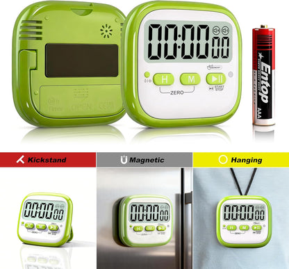 2 Pack Classroom Timers for Kids Teachers, Magnetic Countdown Digital Kitchen Timer for Cooking, Study, Exercise, Games, Time Mangement - Loud/Silent Mode - Battery Included