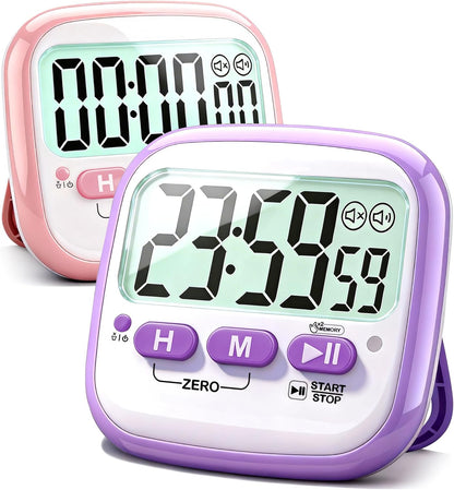2 Pack Classroom Timers for Kids Teachers, Magnetic Countdown Digital Kitchen Timer for Cooking, Study, Exercise, Games, Time Mangement - Loud/Silent Mode - Battery Included