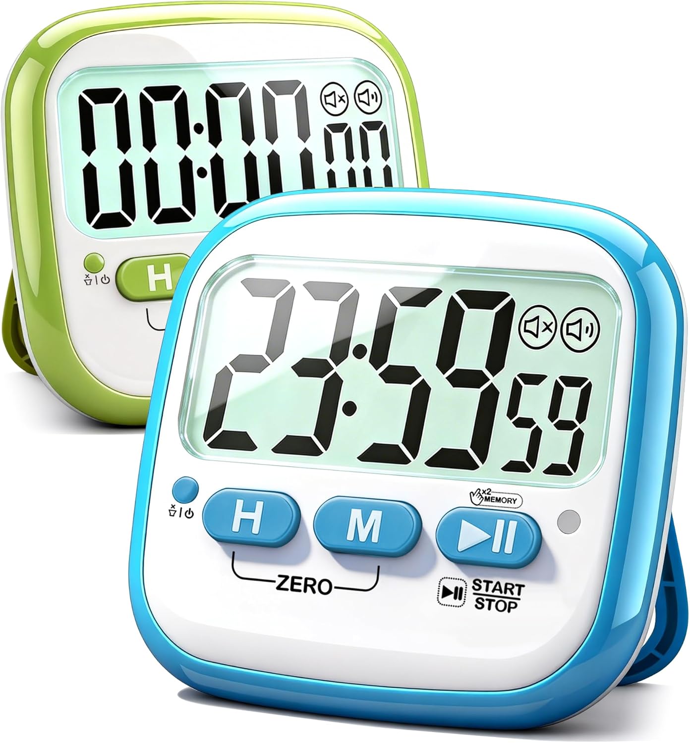 2 Pack Classroom Timers for Kids Teachers, Magnetic Countdown Digital Kitchen Timer for Cooking, Study, Exercise, Games, Time Mangement - Loud/Silent Mode - Battery Included