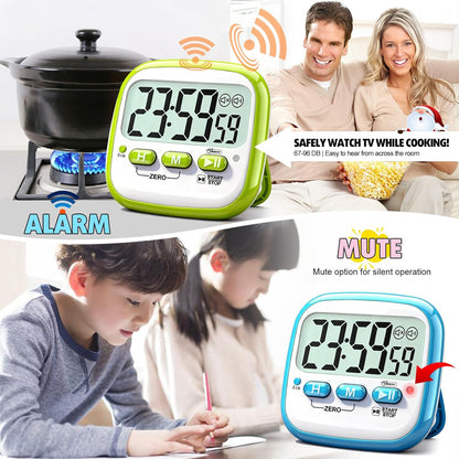 2 Pack Classroom Timers for Kids Teachers, Magnetic Countdown Digital Kitchen Timer for Cooking, Study, Exercise, Games, Time Mangement - Loud/Silent Mode - Battery Included