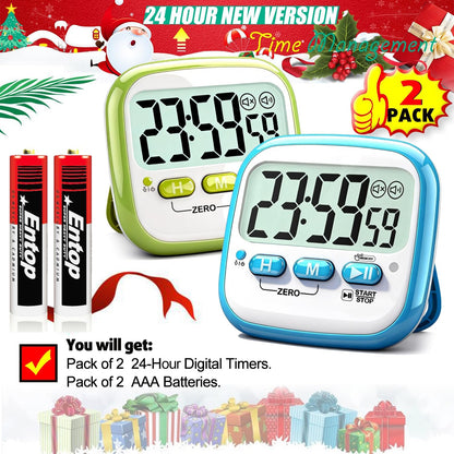 2 Pack Classroom Timers for Kids Teachers, Magnetic Countdown Digital Kitchen Timer for Cooking, Study, Exercise, Games, Time Mangement - Loud/Silent Mode - Battery Included