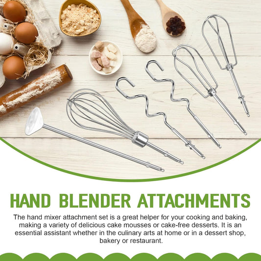 Hand Mixer Beaters Fits for Cuisinart Stainless Steel Style Beaters | Left,Right Turbo Mixer,Wire Egg Whisk,Liquid Blending Rod,Dough Hooks-CHM Series Hand Mixer CHM-3 CHM-7PK HM-50 HM-70
