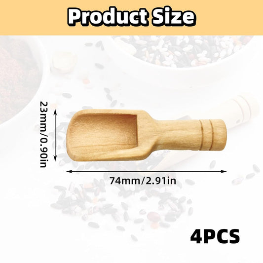 4PCS Wooden Spoons Small Scoop Mini Bamboo Spoons Eco-Friendly and Easy to Clean for Kitchen, Bath Salt,Salt Spoons Natural Scoop for Candy Honey Spices Sugar Tea Powder