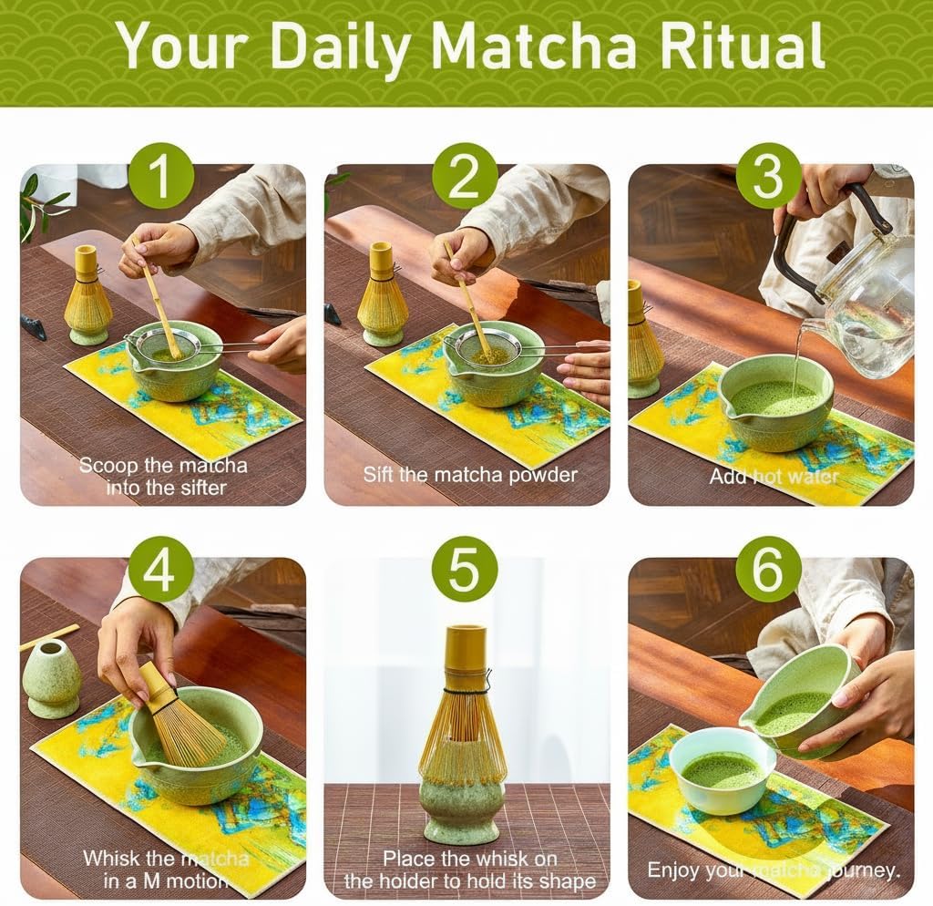 Matcha Whisk & Travel Cup Set – Bamboo Matcha Whisk, Tritan To-Go Cup & Reusable Straw – Matcha Gift Kit - Reusable Travel Cup with Lid and Straw for To Go Iced Matcha and Iced Coffee