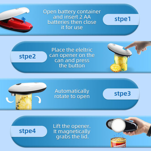 Electric Can Opener for Seniors,Automatic One-Touch Operation, Battery Operated Can Opener Hands Free, with Smooth Edge Cutting, Kitchen Gadget | Automatic One-Touch Operation, Smooth Edge Cutting, Fits All Can Sizes, Food Safe Kitchen Gadgets