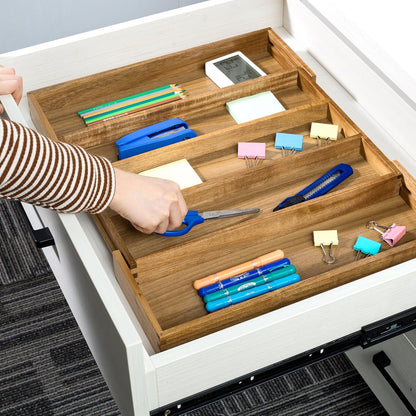 Bamboo Expandable Kitchen Drawer Organizer Silverware Utensil Tray | Cutlery Holder, Drawers Divider for Large Utensils, Flatware, Knives, Spatulas in Kitchen, Office, Adjustable 3-5 Slots