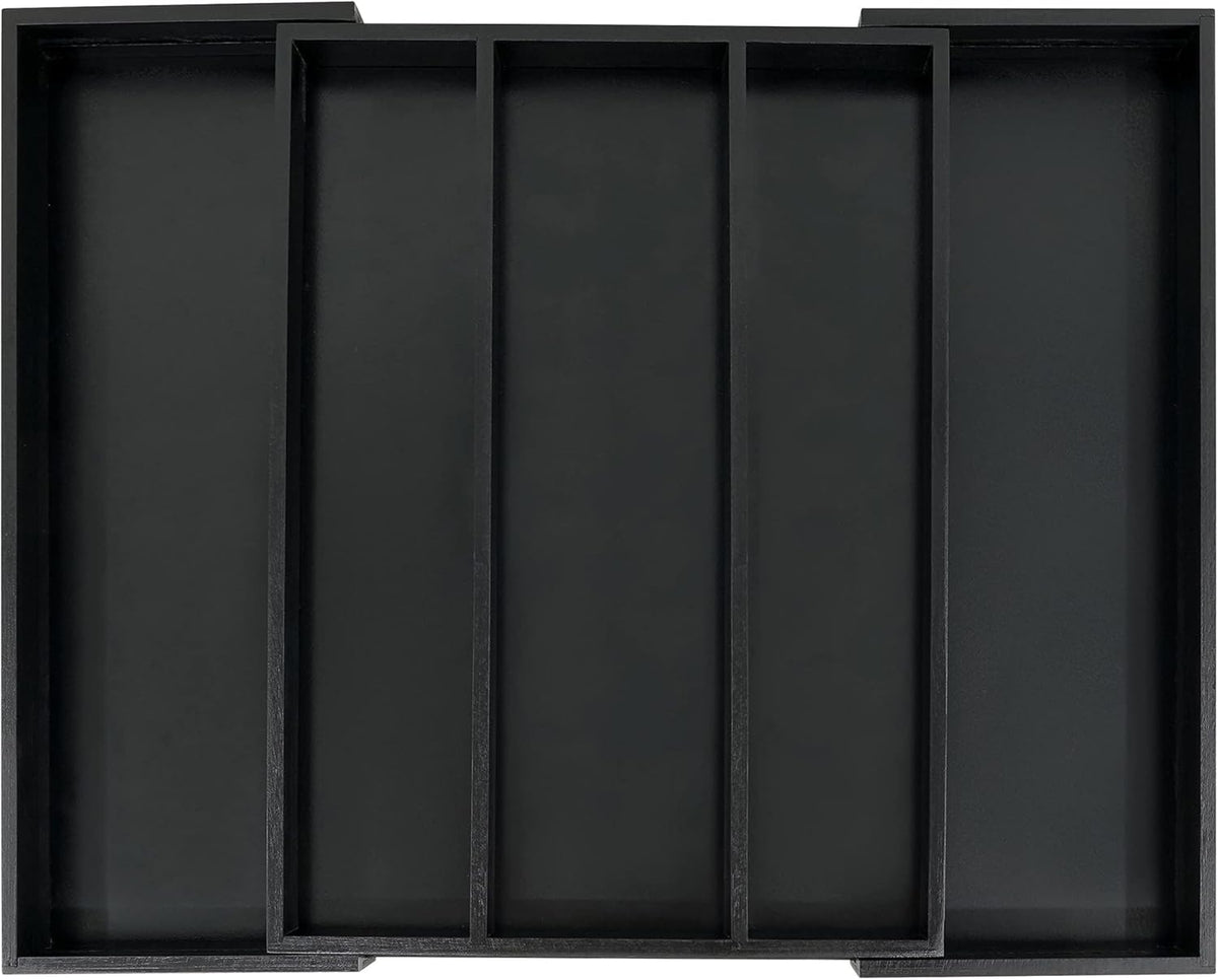 Bamboo Expandable Kitchen Drawer Organizer Silverware Utensil Tray | Cutlery Holder, Drawers Divider for Large Utensils, Flatware, Knives, Spatulas in Kitchen, Office, Adjustable 3-5 Slots