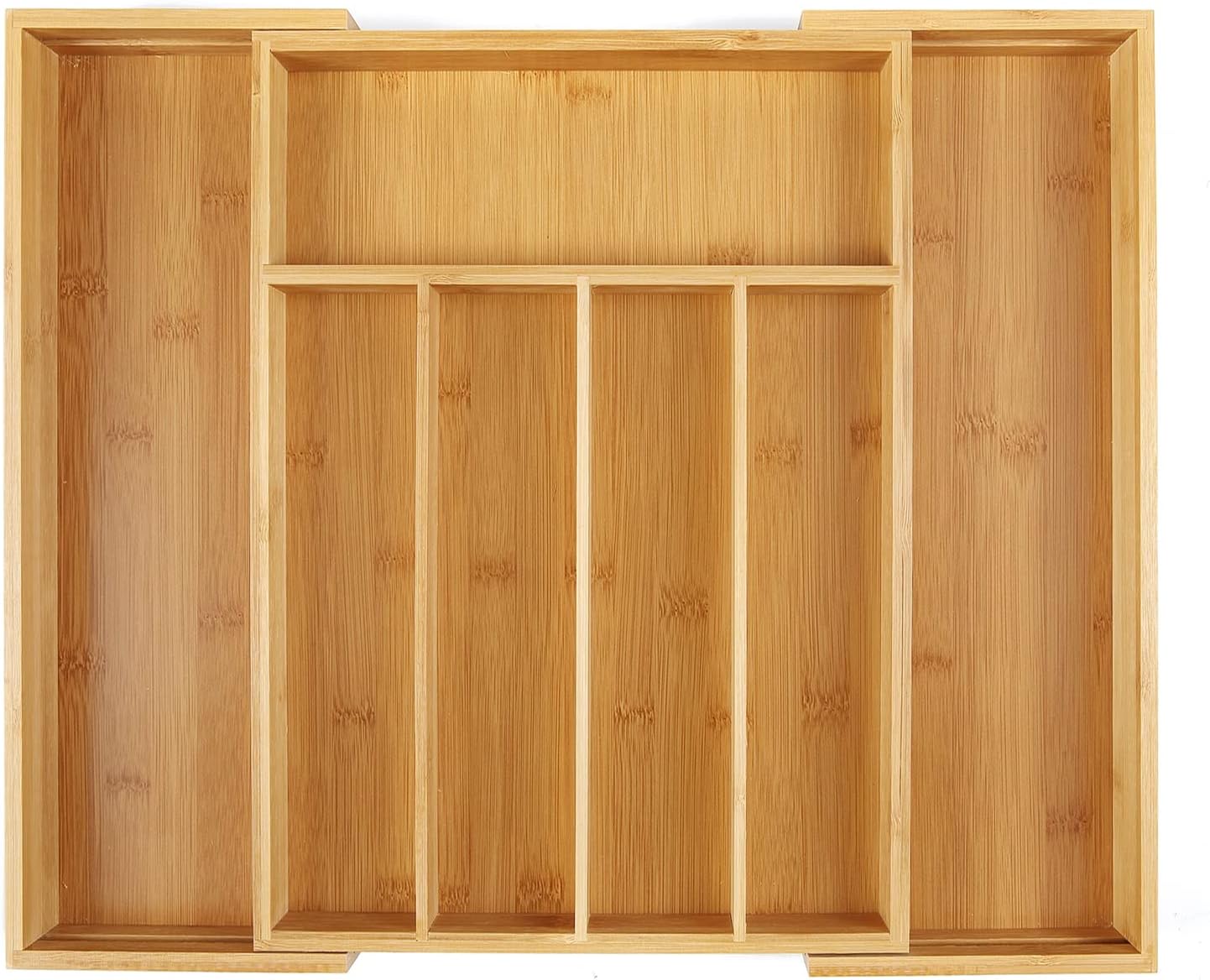 Bamboo Expandable Kitchen Drawer Organizer Silverware Utensil Tray | Cutlery Holder, Drawers Divider for Large Utensils, Flatware, Knives, Spatulas in Kitchen, Office, Adjustable 3-5 Slots