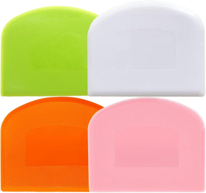 Dough Scraper 4 PCs PE Plastic Bench Scraper Flexible Bowl Scraper