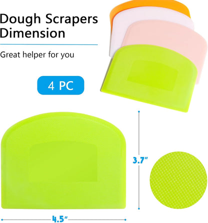 Dough Scraper 4 PCs PE Plastic Bench Scraper Flexible Bowl Scraper