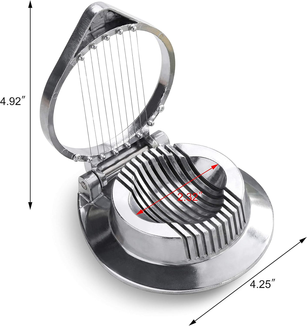 Commercial Grade Aluminum Egg Slicer, Mushroom Slicer with Stainless Steel Wire (Hand Wash Only)