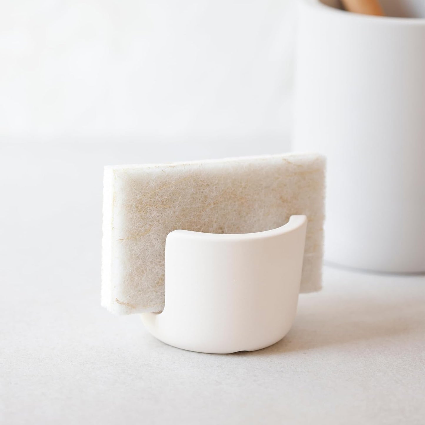 Diatomite Stoneware Sponge Holder & Sink Caddy, Drying Stone Kitchen Sink Organizer for Counter, Water-Absorbing Diatomaceous Earth Sponge Tray for Kitchen & Bathroom Countertop