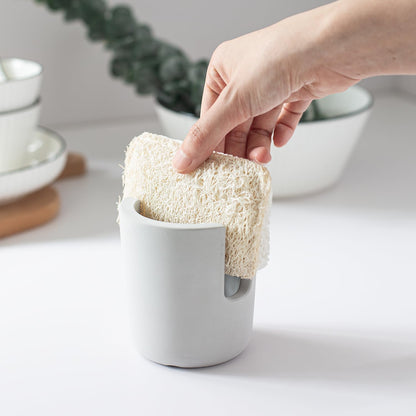 Diatomite Stoneware Sponge Holder & Sink Caddy, Drying Stone Kitchen Sink Organizer for Counter, Water-Absorbing Diatomaceous Earth Sponge Tray for Kitchen & Bathroom Countertop