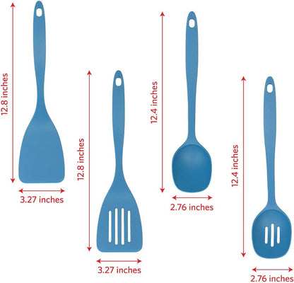 Glad Kitchen Utensils Set, 8pcs - Nonstick Cooking Tools with Utensil Holder - Nylon Spoon, Ladle, Skimmer, Spaghetti Server, and Turner Spatula Set - Dishwasher Safe, Teal Green
