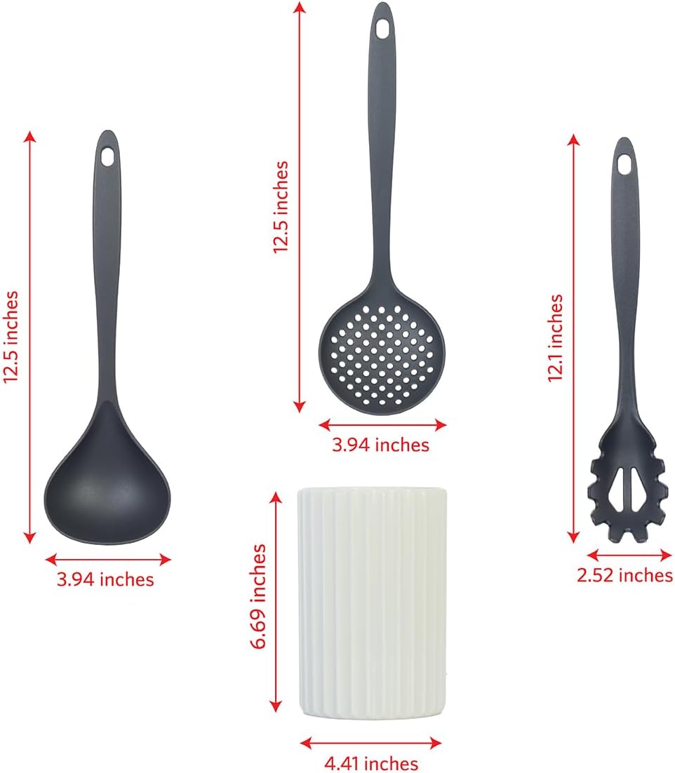 Glad Kitchen Utensils Set, 8pcs - Nonstick Cooking Tools with Utensil Holder - Nylon Spoon, Ladle, Skimmer, Spaghetti Server, and Turner Spatula Set - Dishwasher Safe, Teal Green