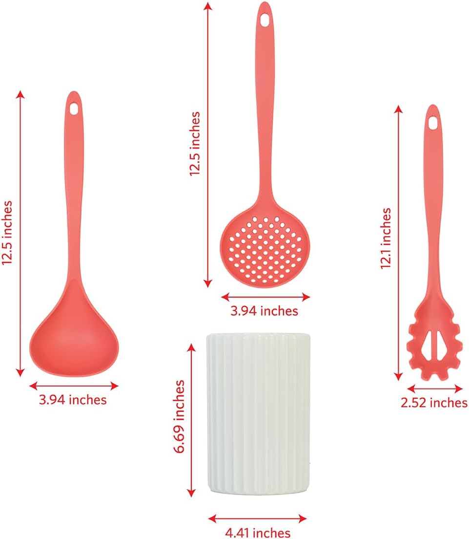 Glad Kitchen Utensils Set, 8pcs - Nonstick Cooking Tools with Utensil Holder - Nylon Spoon, Ladle, Skimmer, Spaghetti Server, and Turner Spatula Set - Dishwasher Safe, Teal Green