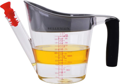4-Cup Fat Separator/Measuring Cup with Strainer & Fat Stopper / 1 Liter Capacity