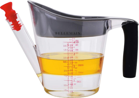 4-Cup Fat Separator/Measuring Cup with Strainer & Fat Stopper / 1 Liter Capacity