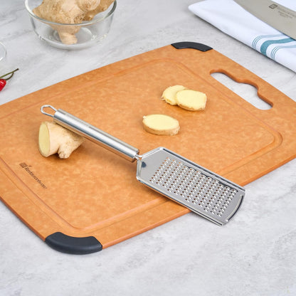 Stainless Steel Fine Cheese Grater - German Standard Lemon Zester with Ergonomic Handle, Sharp Blades, Dishwasher Safe - Handheld Kitchen Grater for Parmesan, Garlic, Ginger