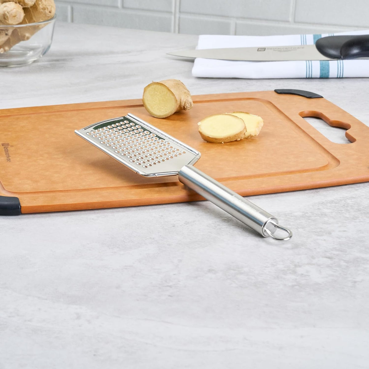 Stainless Steel Fine Cheese Grater - German Standard Lemon Zester with Ergonomic Handle, Sharp Blades, Dishwasher Safe - Handheld Kitchen Grater for Parmesan, Garlic, Ginger